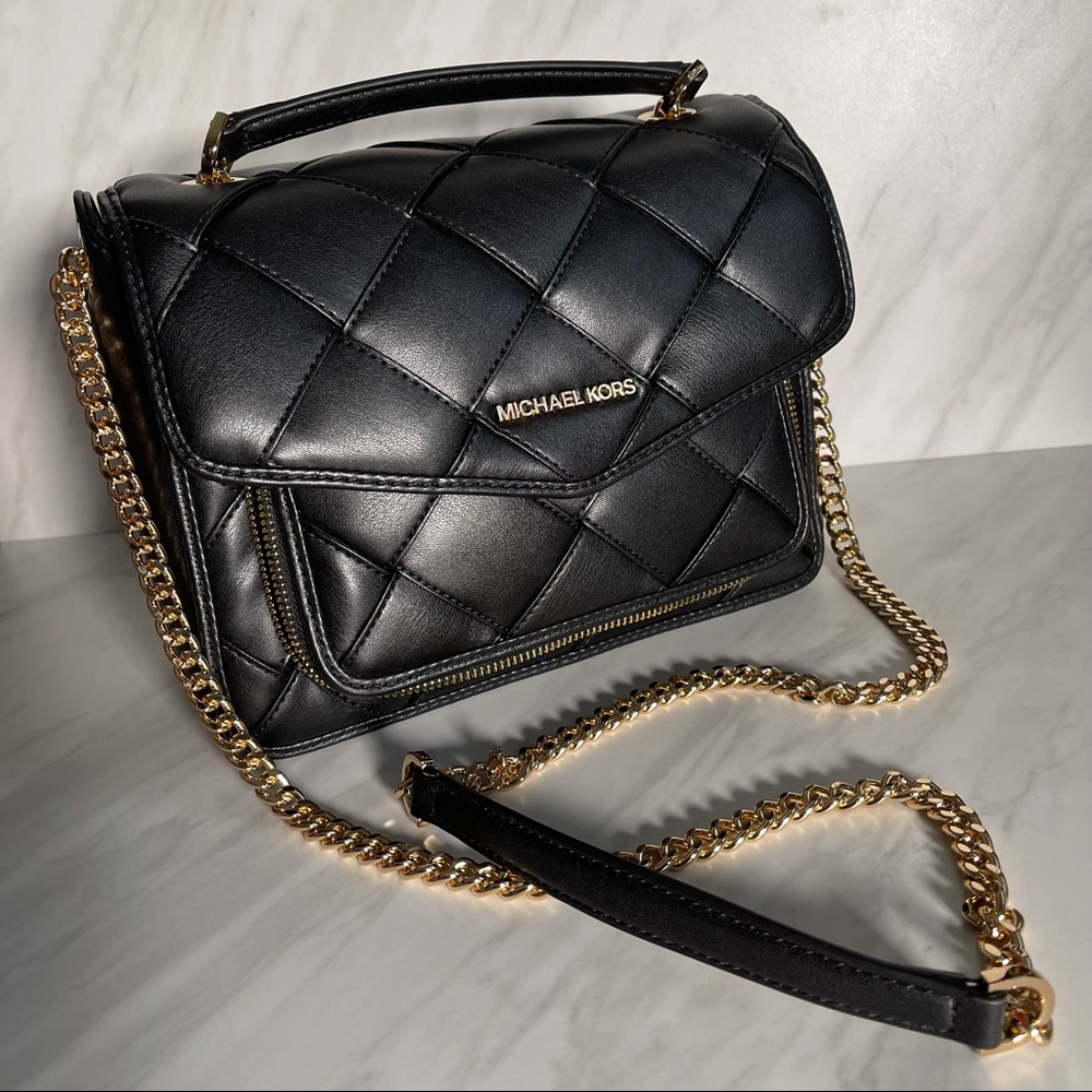 Micheal Kors Regina Medium Woven Shoulder Bag